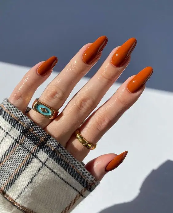 fall 2024 nail trends burnt orange