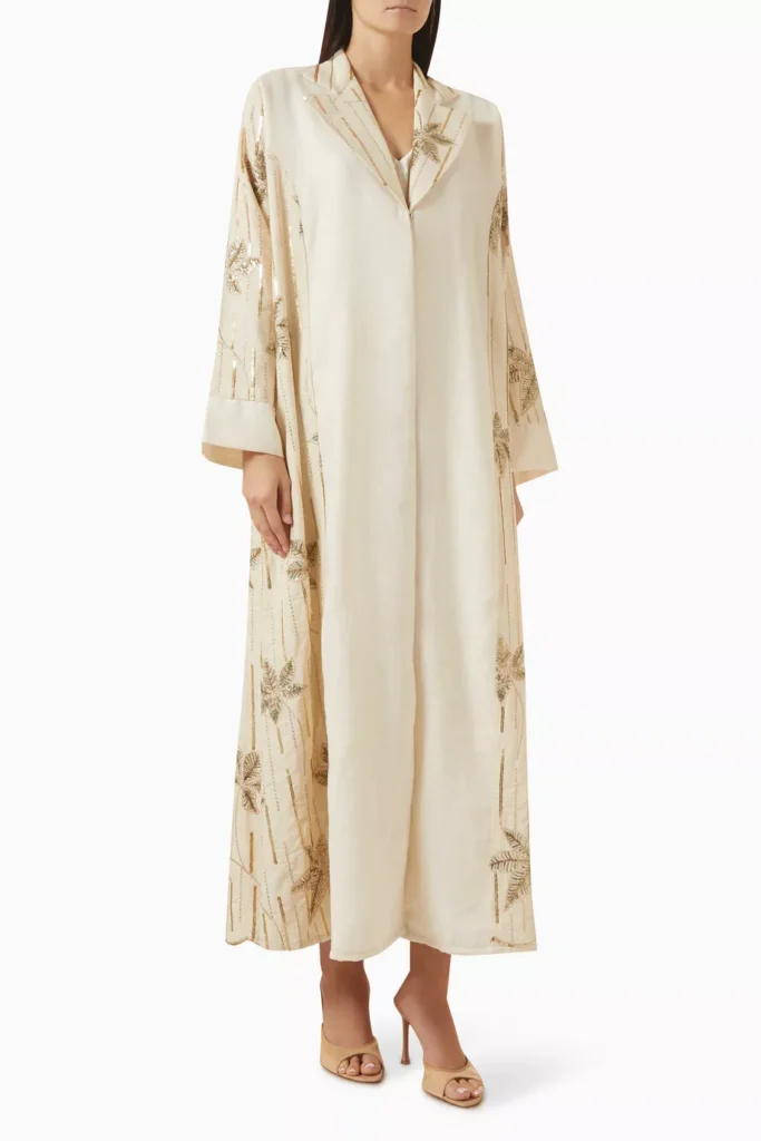 ammaniyas-embellished-abaya-in-linen - Soigné Middle East