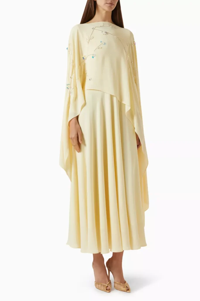 byk-by-beyanki-embellished-dress-cape-set-in-chiffon - Soigné Middle East