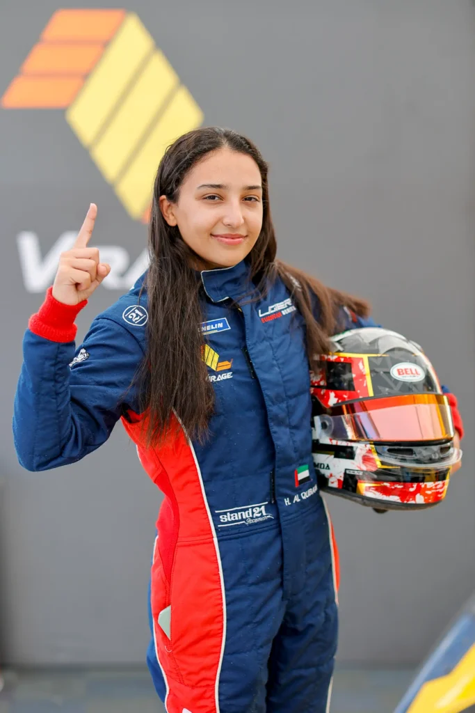 Portrait image of Hamda Al Qubaisi in her racing gear