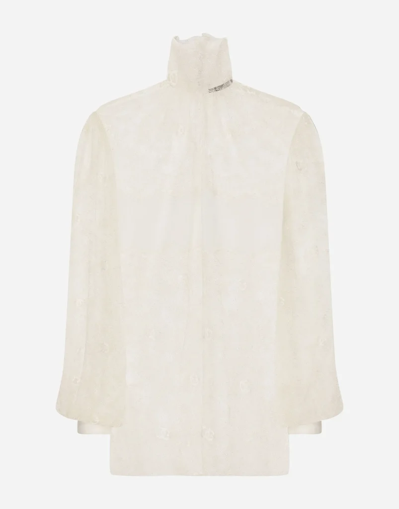 A product image of Floral Lace Turtle-neck Blouse by Dolce & Gabbana