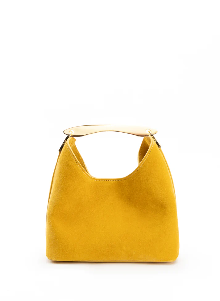 elleme-small-boomerang-suede-mustard - Soigné Middle East A product image of the Elleme Small Boomerang Suede Mustard