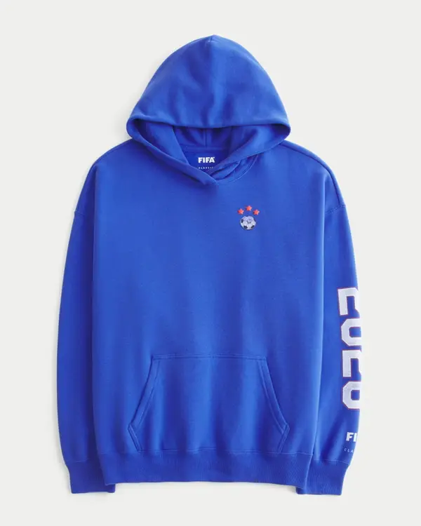 A product image of the Hollister Feel Good FIFA World Cup™ 2026 USA Graphic Hoodie front side