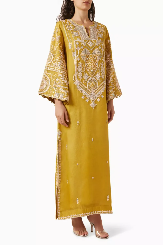 misha-lakhani-embroidered-kaftan-in-organza - Soigné Middle East Product image of the Misha Lakhani Embroidered Kaftan in Organza