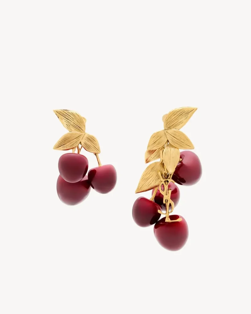 Product image of the Cassandre Cherry Earrings in Resin and Metal by Saint Laurent