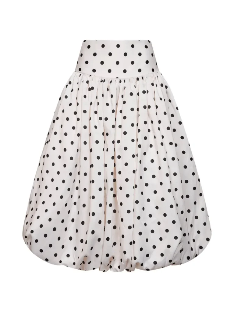 A product image of the Polka-dot Bubble-hem Midi Skirt by Self-Portrait