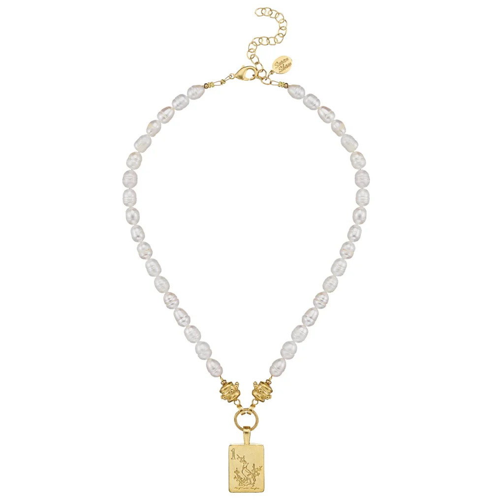 Product image of the Susan Shaw Bird Bam Mahjong Pearl Necklace