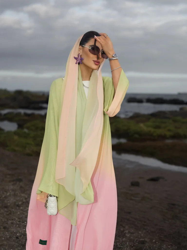 Asma-Alqassim-4 - Soigné Middle East Image of influencer Asma Alqassim in a pastel abaya
