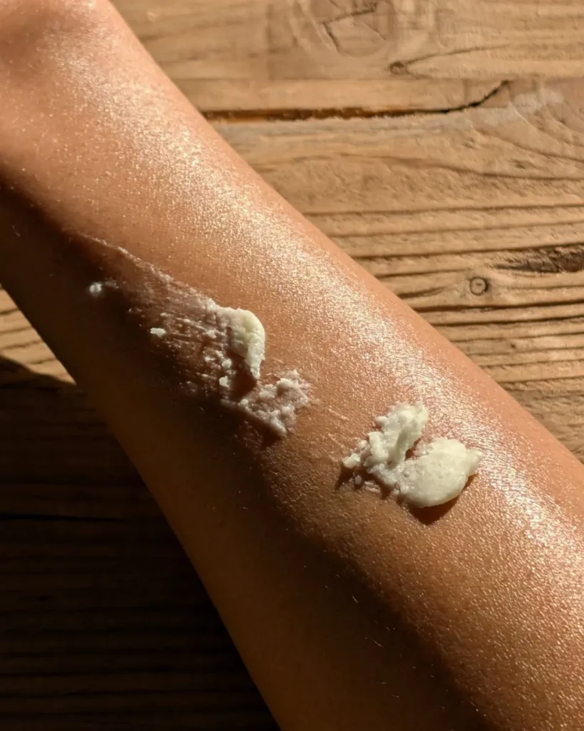 Image of beef tallow on an arm to showcase beef tallow in skincare