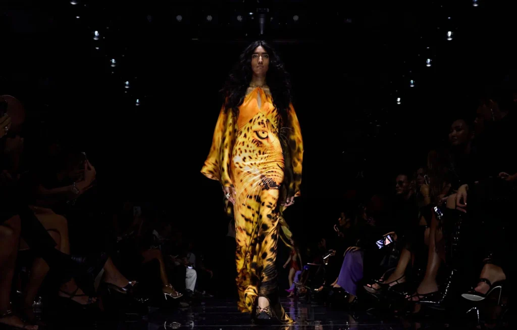 image of a model walking the Roberto Cavalli SS27