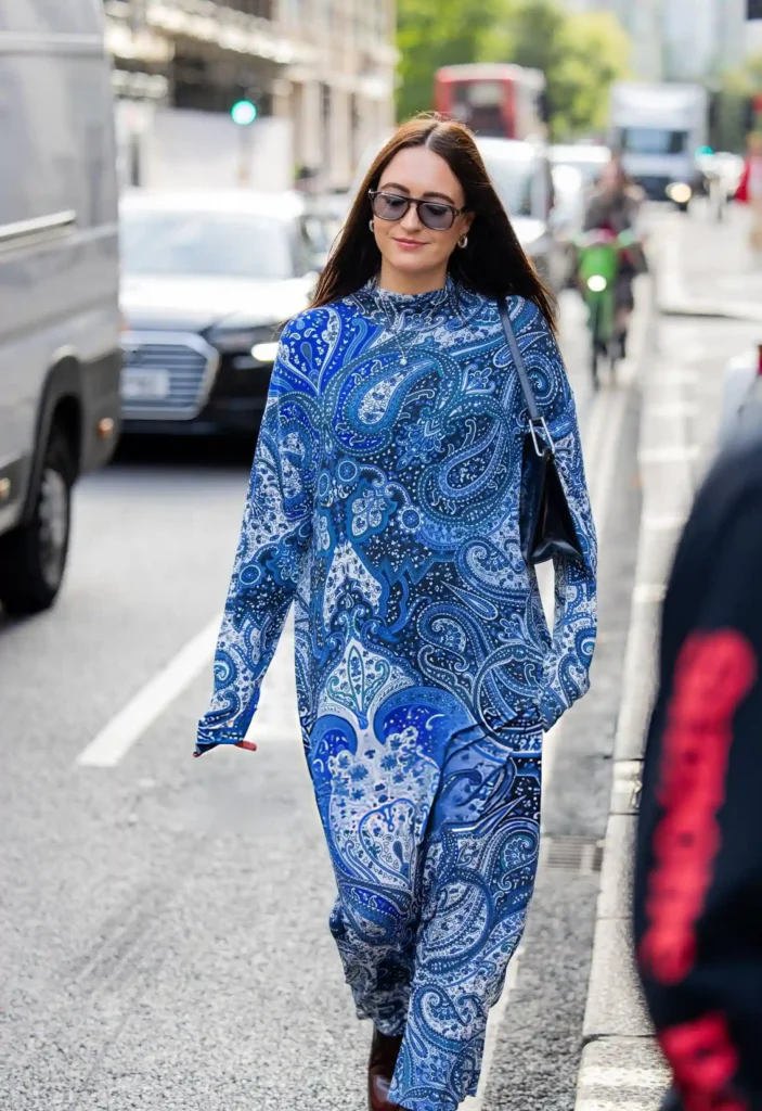 A guest attending London Fashion Week, for our modest fashion inspo round up