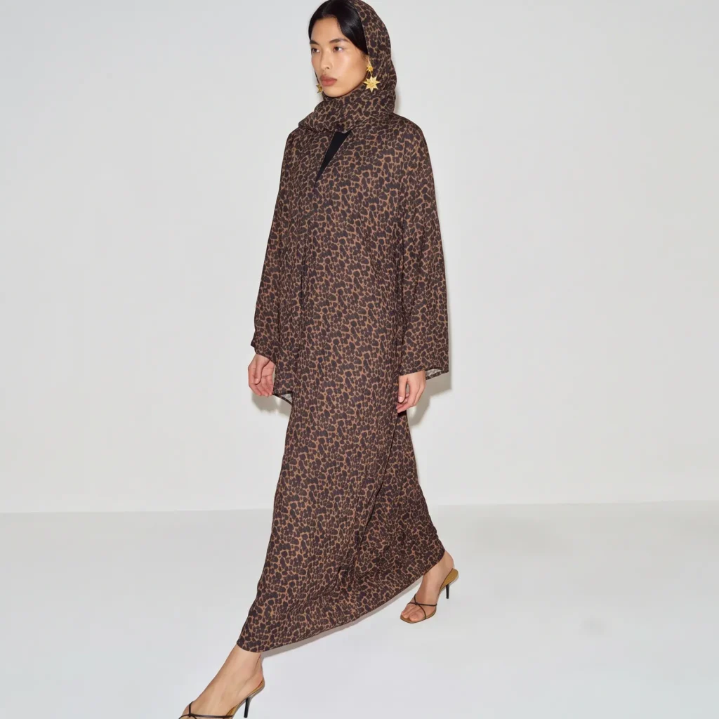Product image of the Pretty Please Mocha Leopard Abaya