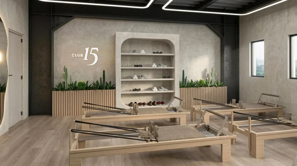 image of a Pilates class at club 15