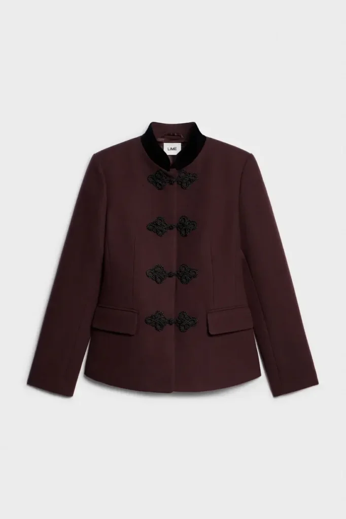 Image of the LIME Wool-Blend Jacket With Frog Fastening