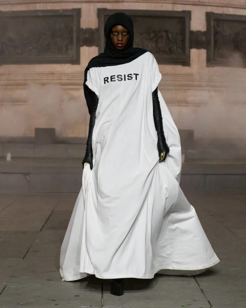 image of a model walking the Matières Fécales ss27 show