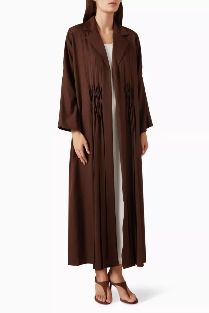 image of Beige Collection Pleated Embroidered Abaya