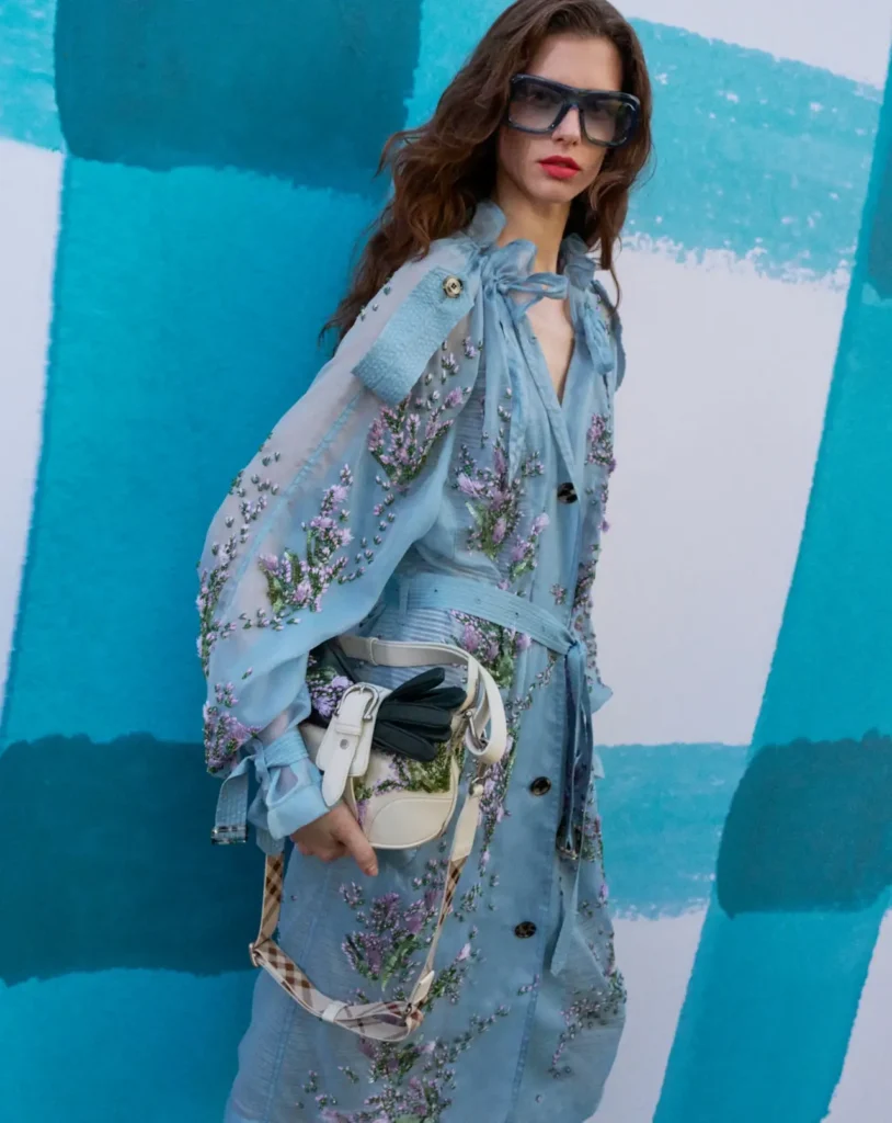 Image of a model wearing an outfit from the Burberry SS27 show