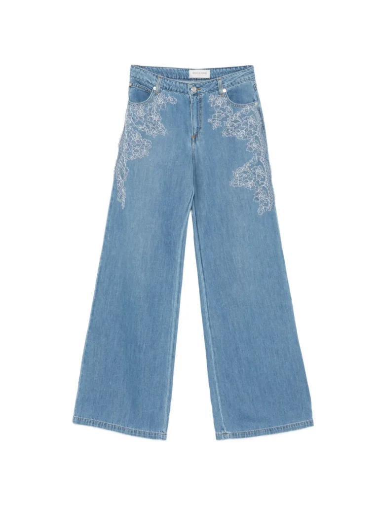 image of Ermanno Firenze Floral Embroidered Jeans