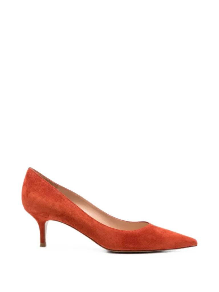image of Gianvito Rossi, Pointed-Toe Pumps in orange suede