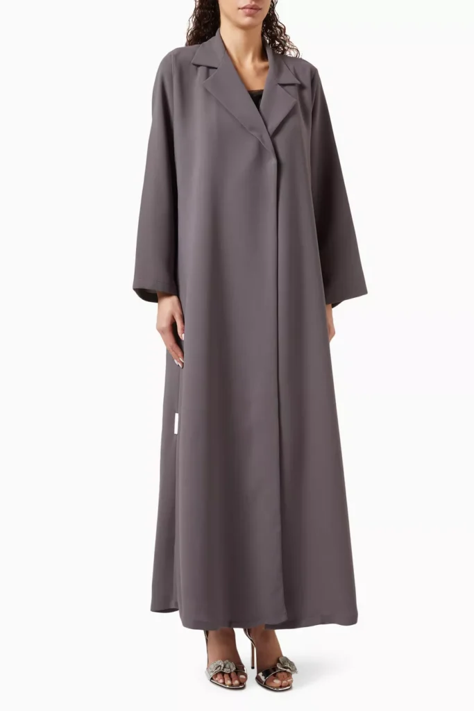 image of Hessa Falasi Notched Collar Abaya