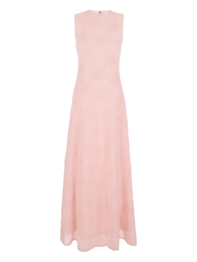 image of Rotate Birger Christensen Mesh Maxi Dress in Light Pink