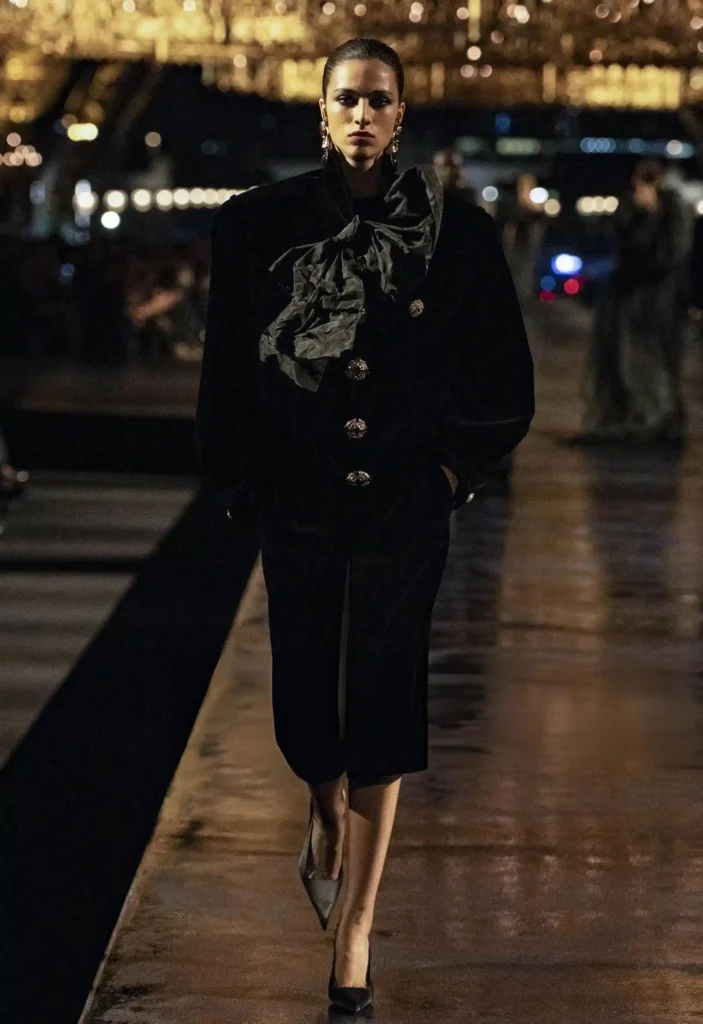 image of a model walking the Saint Laurent SS27 show