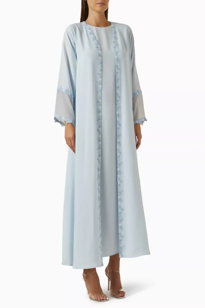 image of SH Collection Embroidered-Trim Abaya Set