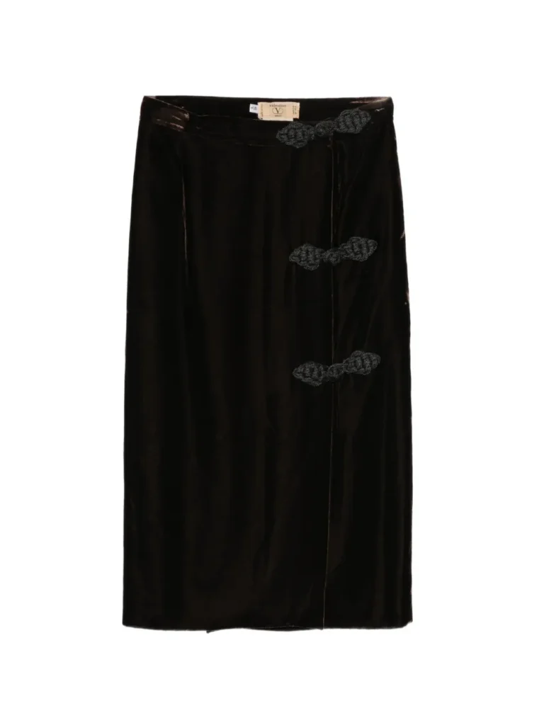 image of the Valentino Garavani Pre-owned 1980S Frog-fastening Velvet Skirt